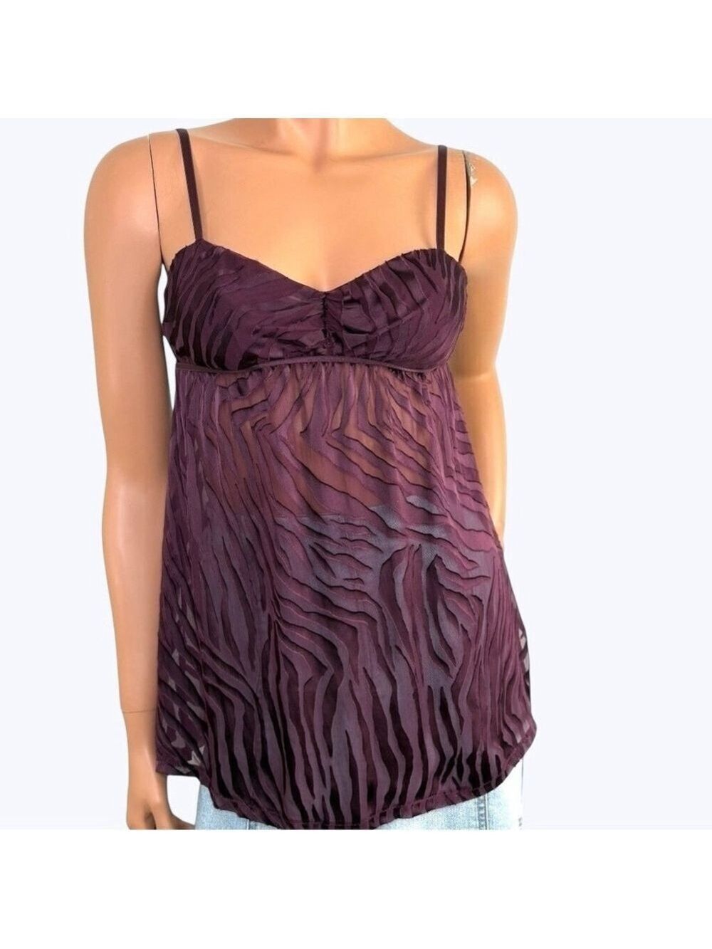 Victoria's Secret Silk Blend Very Sexy Burnout Velvet Babydoll Camisole M Purple